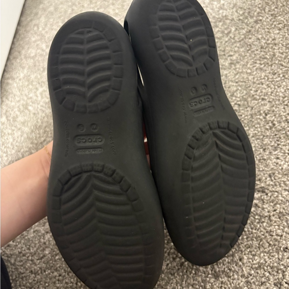 Crocs Kadee Ballet Flats Black Rubber Slip-On Round Toe Women's Size 5 - Picture 5 of 9
